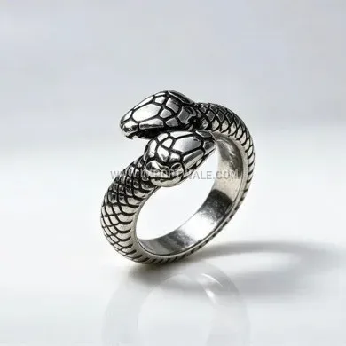 Polished Two Headed Snake Titanium Steel Ring