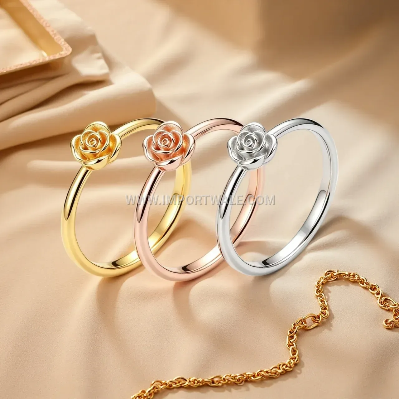 Rose Floral Stainless Steel Minimalist Band Ring