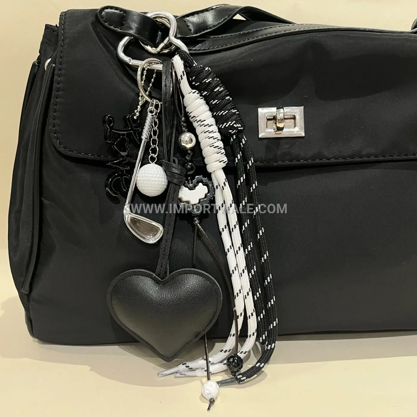 Two Tone Leather Heart Golf Bag Charm
