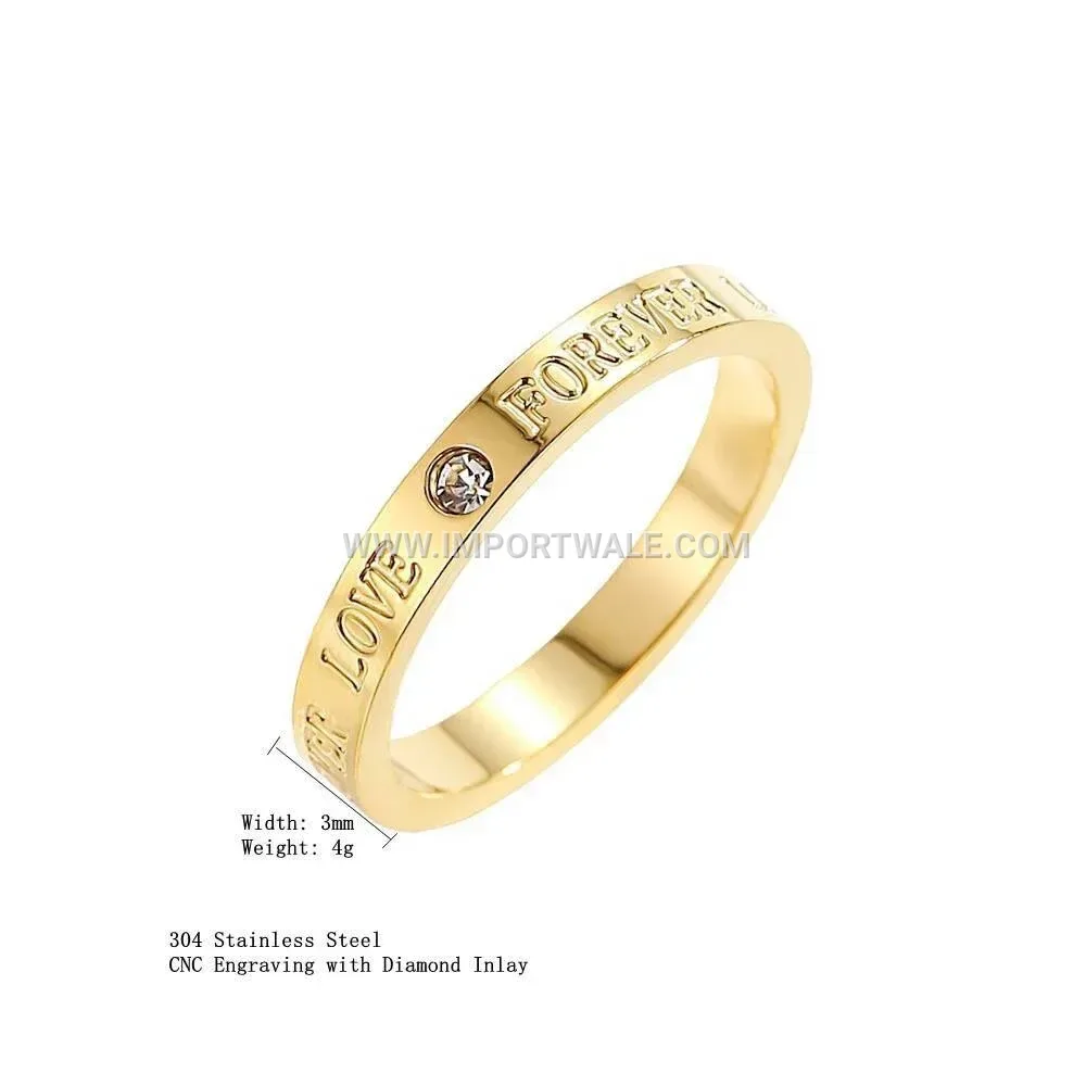 Diamond Accented Stainless Steel Love Band Ring