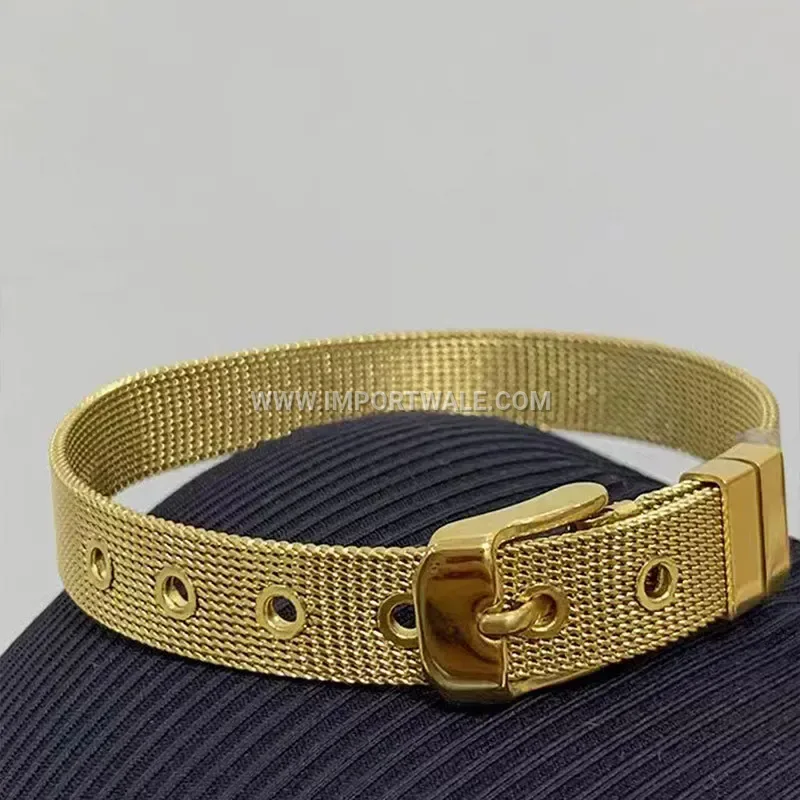 Gold Plated Titanium Steel Geometric Watch Strap Bracelet