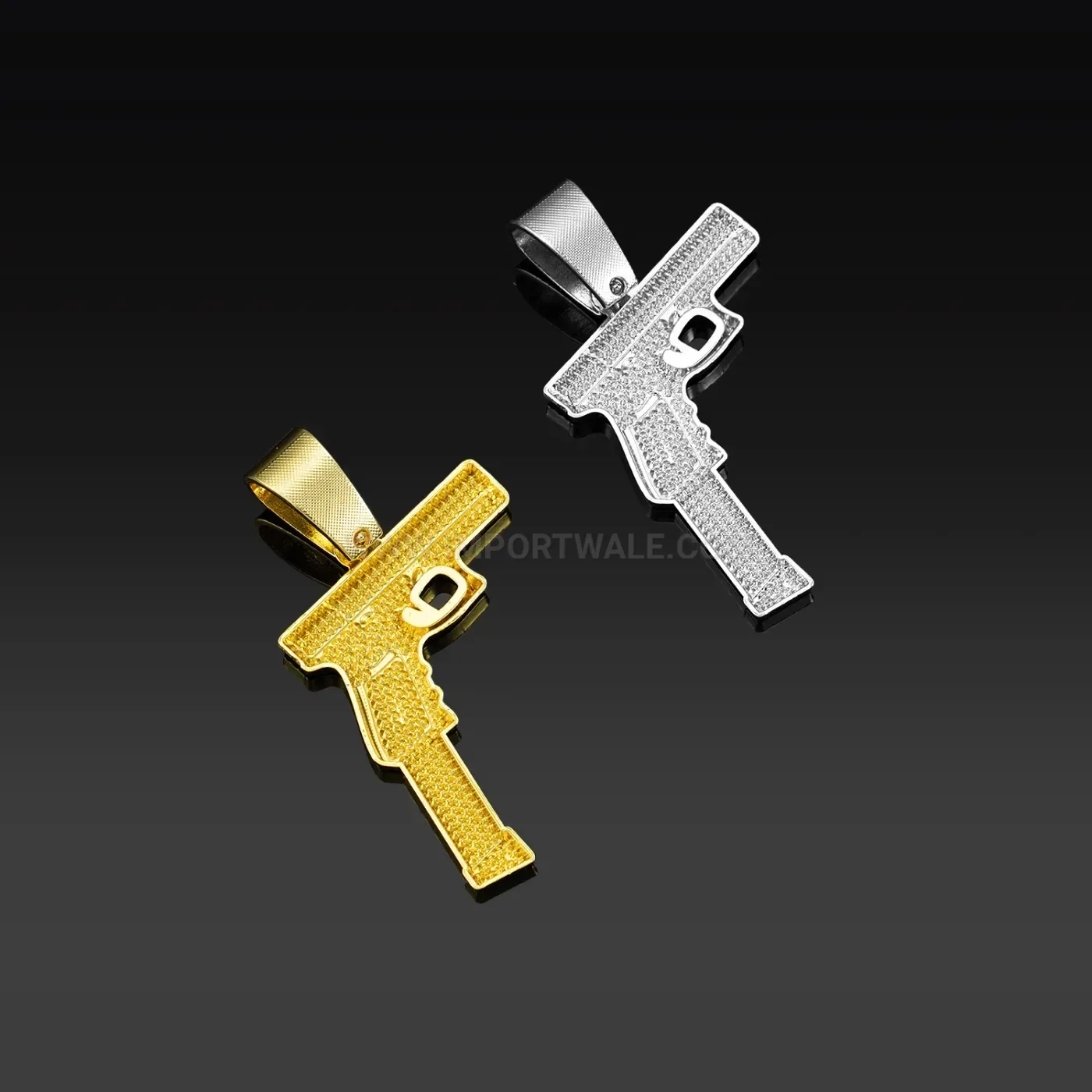 Stylish Rhinestone Pistol Pendant Alloy Hip Hop Jewelry