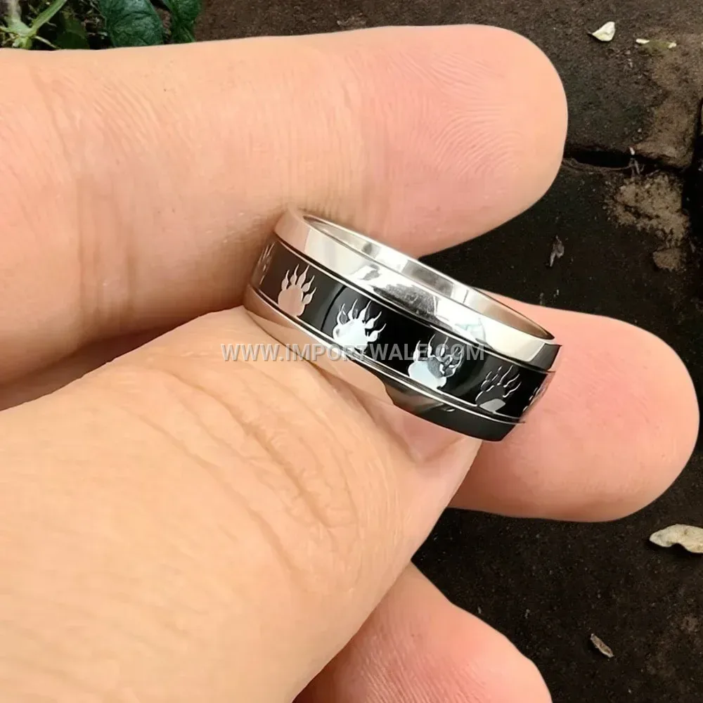Punk Style Epoxy Inlay Stainless Steel Motif Ring