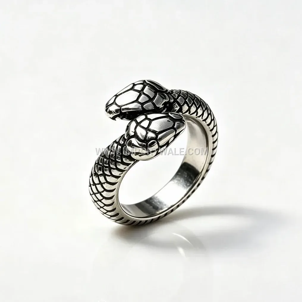 Polished Two Headed Snake Titanium Steel Ring