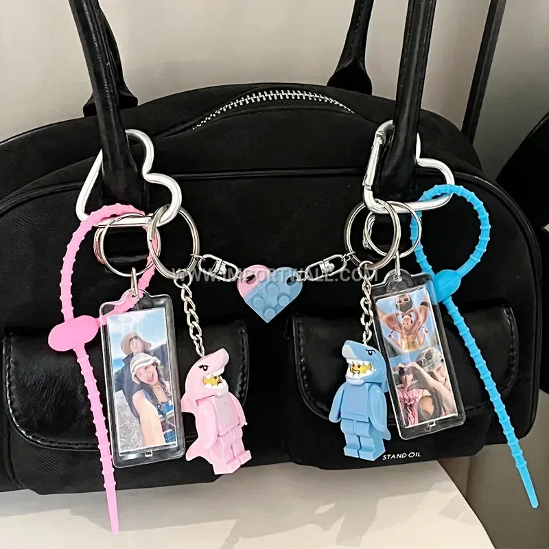 Beaded Heart Character Figure Keychain Bag Charm