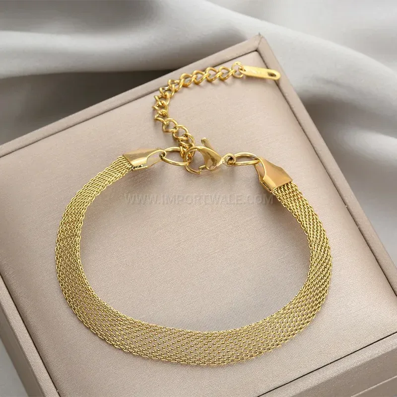 Premium Vintage Gold Titanium Steel Woven Chain Choker Necklace