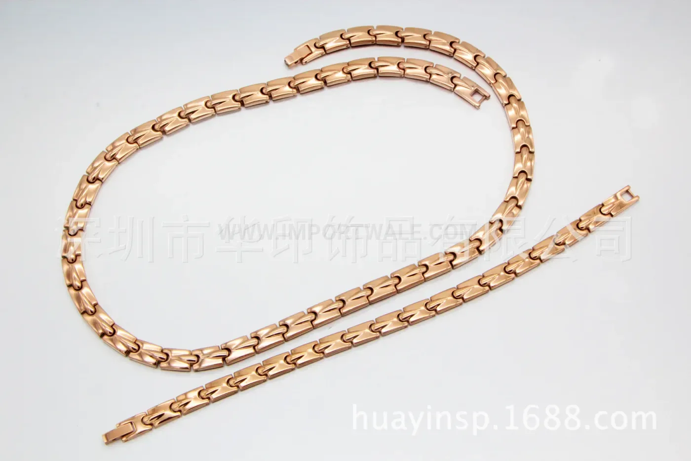 Trendy Rose Gold Pure Titanium Bio Bracelet Inlaid with Germanium Elements