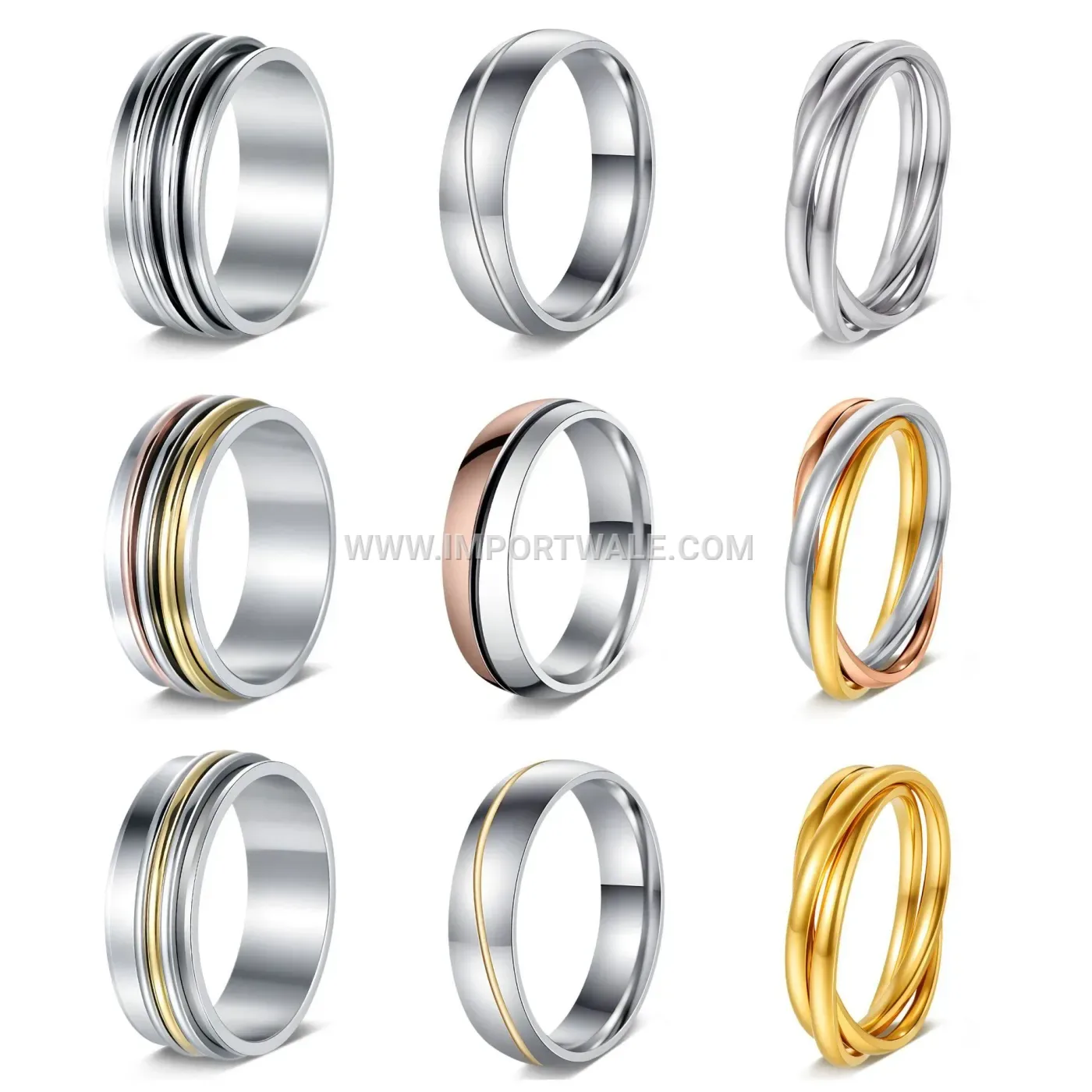 Tricolor Concave Stainless Steel Spinning Ring