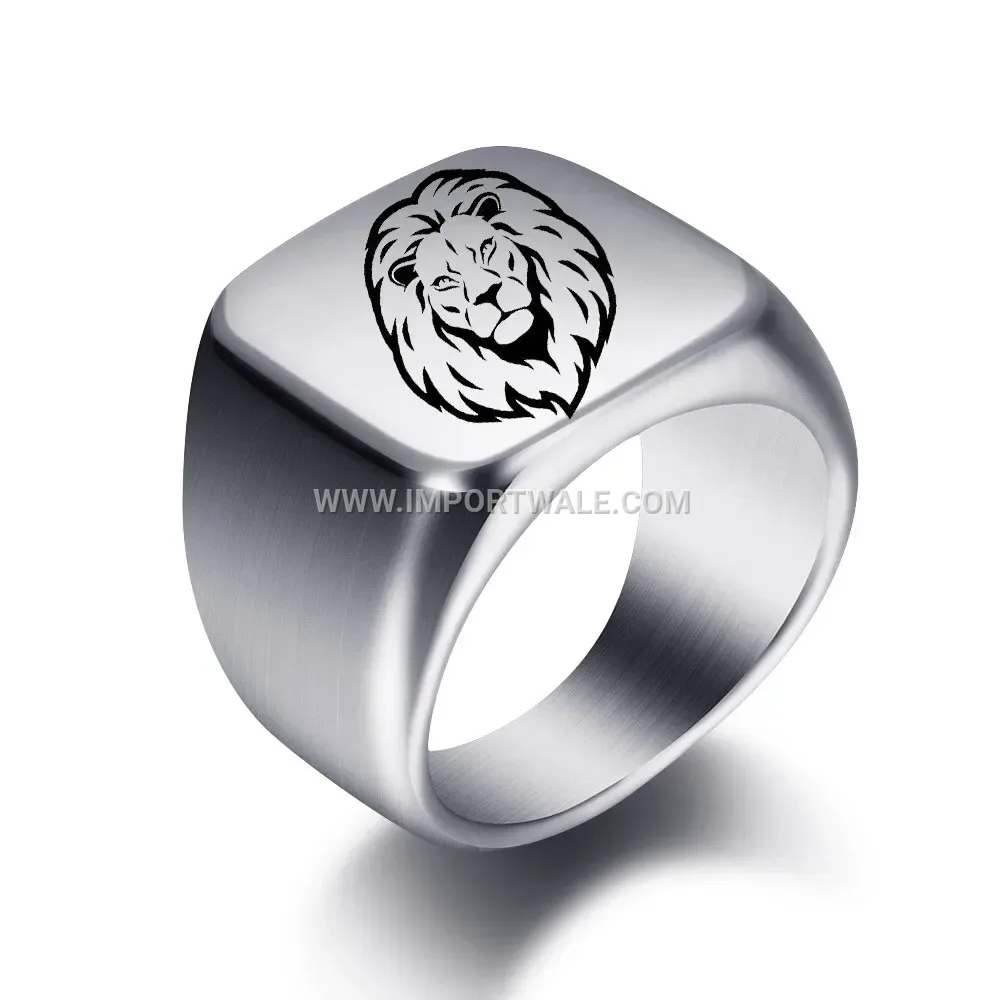 Laser Engraved Stainless Steel Lion Head Band