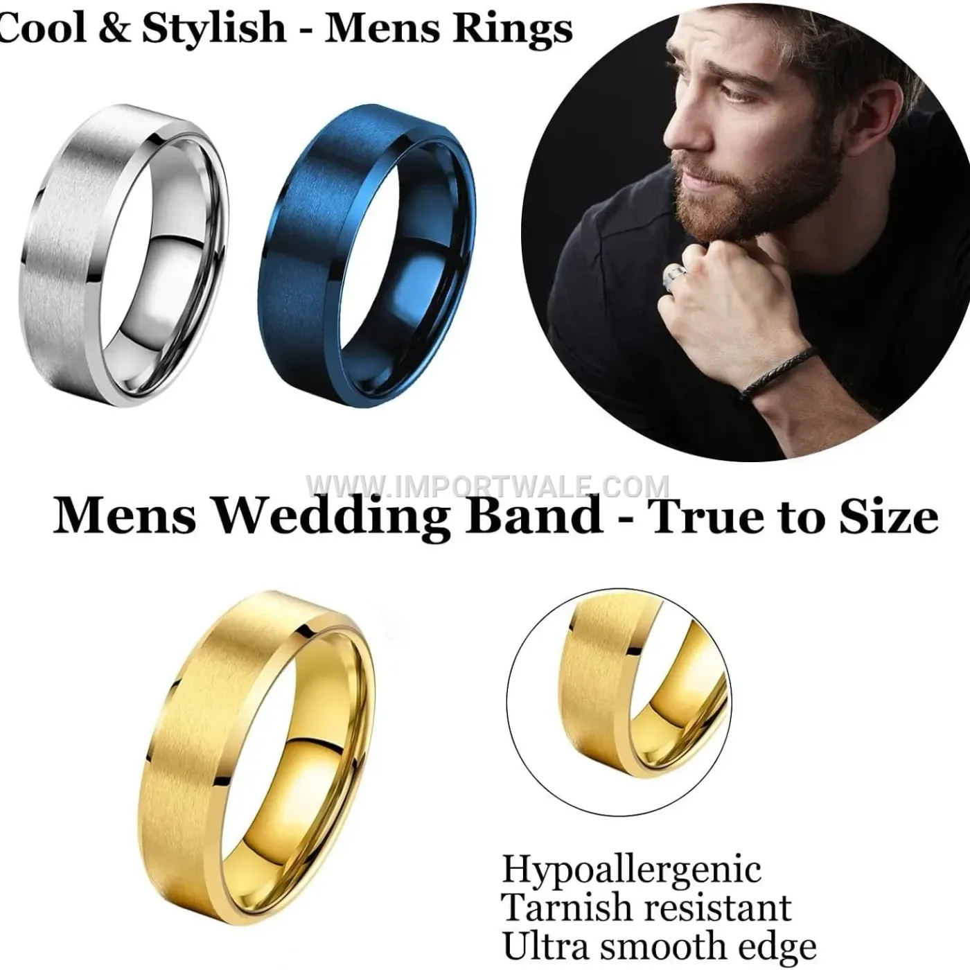 Matte Stainless Steel Geometric Band Ring