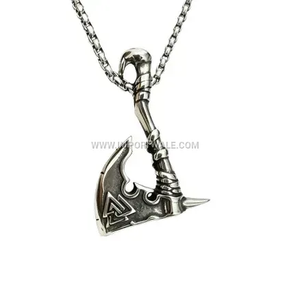 Nordic Viking Rune Axe Titanium Steel Pendant