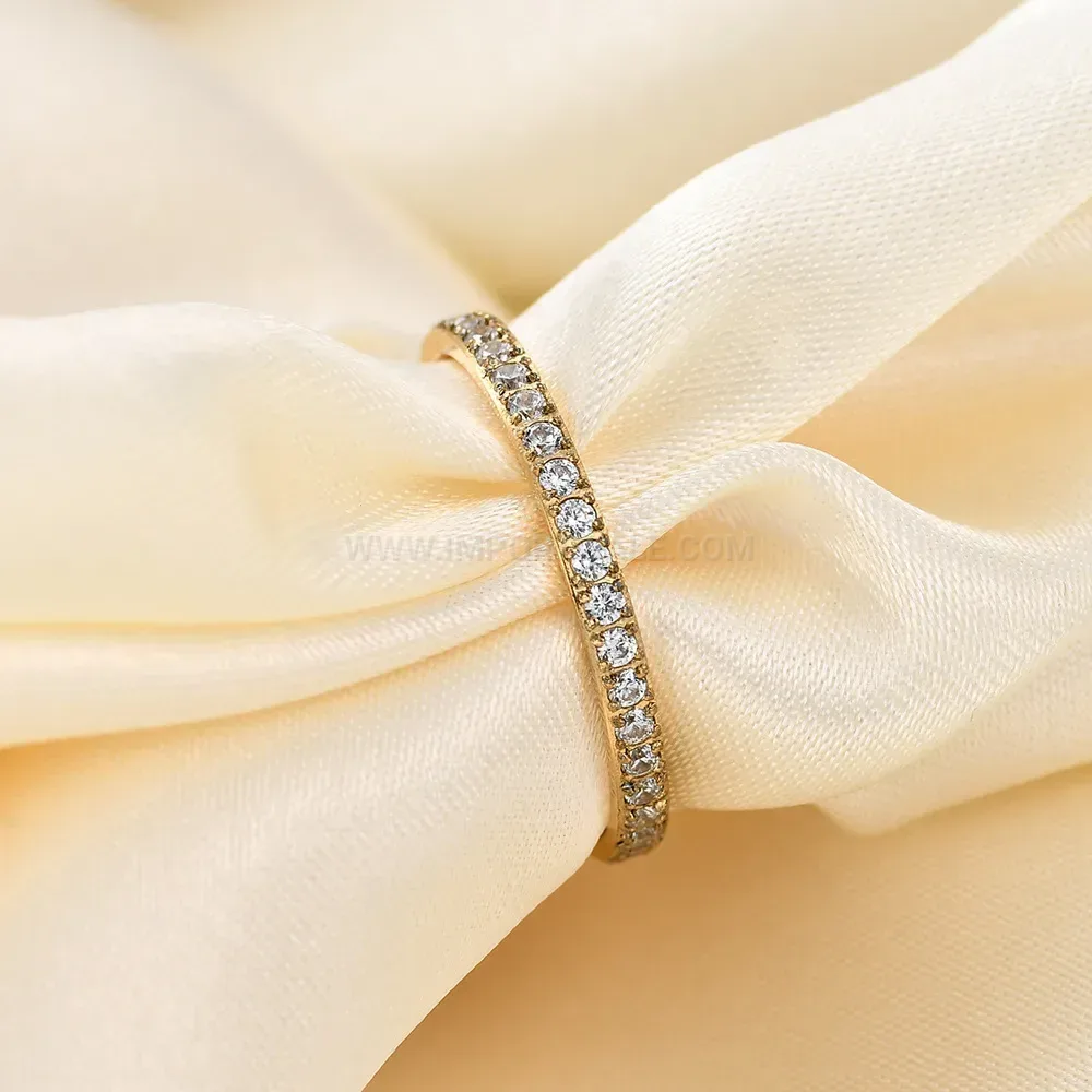 Bold Delicate 2mm Single-Row Zirconia Stainless Steel Band
