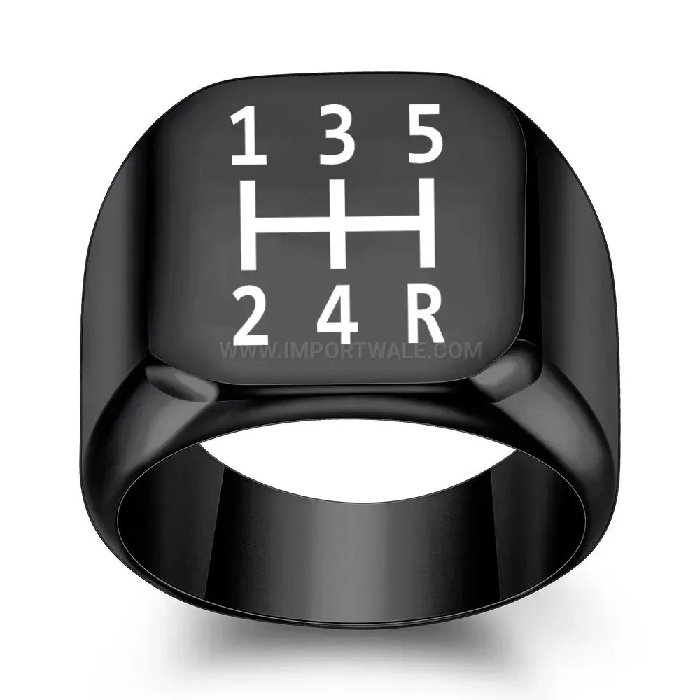 Fashion Laser Engraved Square Stainless Steel Signet Ring