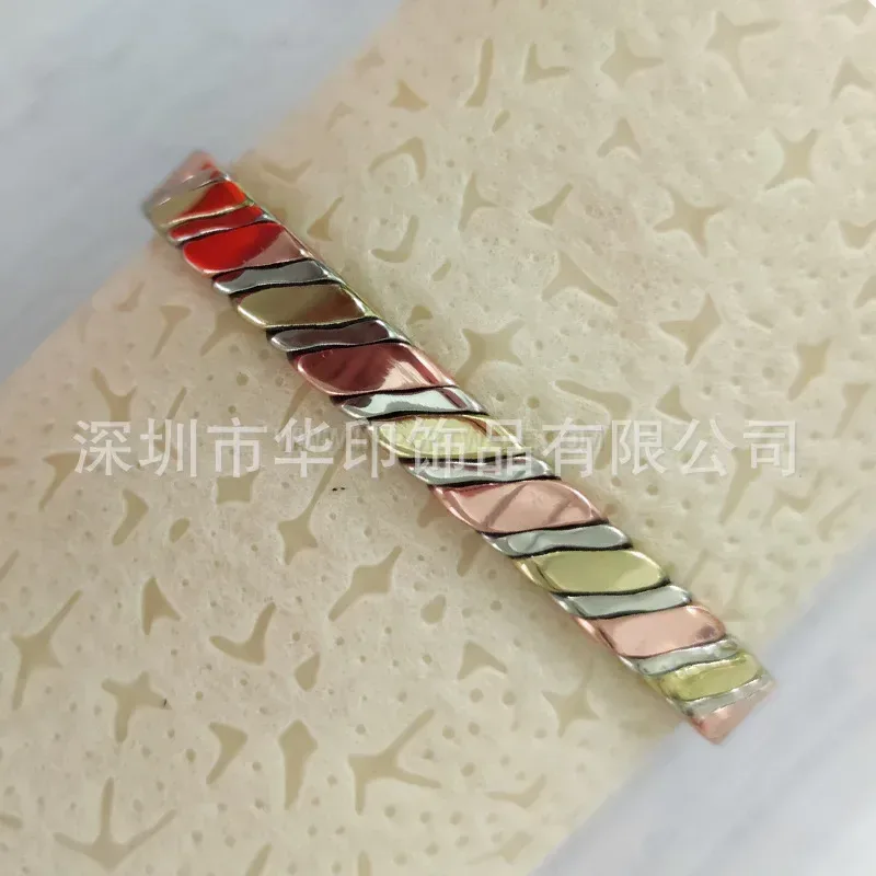 Rose Gold Plated Twisted Copper Magnetic Therapy Cuff Bracelet