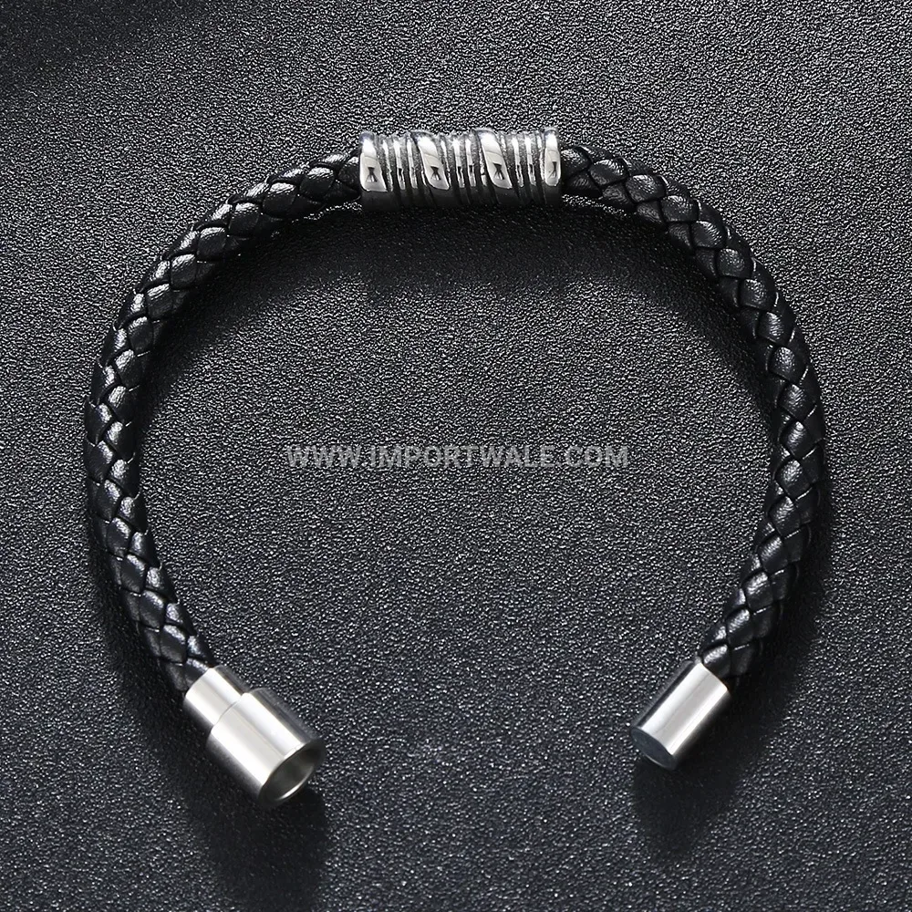 Multi Color Leather Band Bracelet With Stainless Steel Hardware