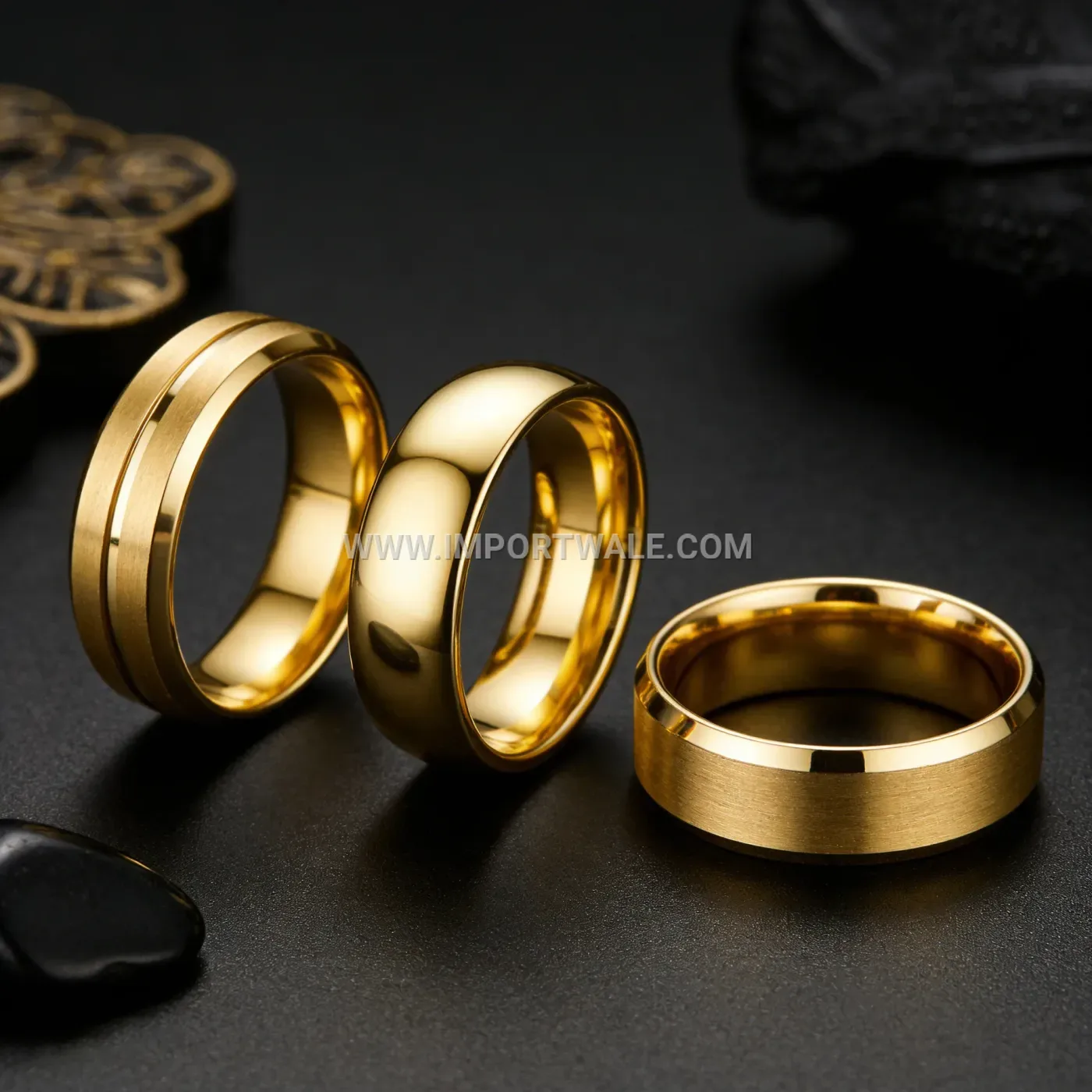 Cutout Line Stainless Steel Couple Band Ring