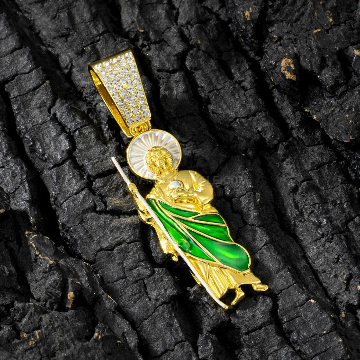Saint Jude Religious Pendant Zinc Alloy Hip Hop Necklace