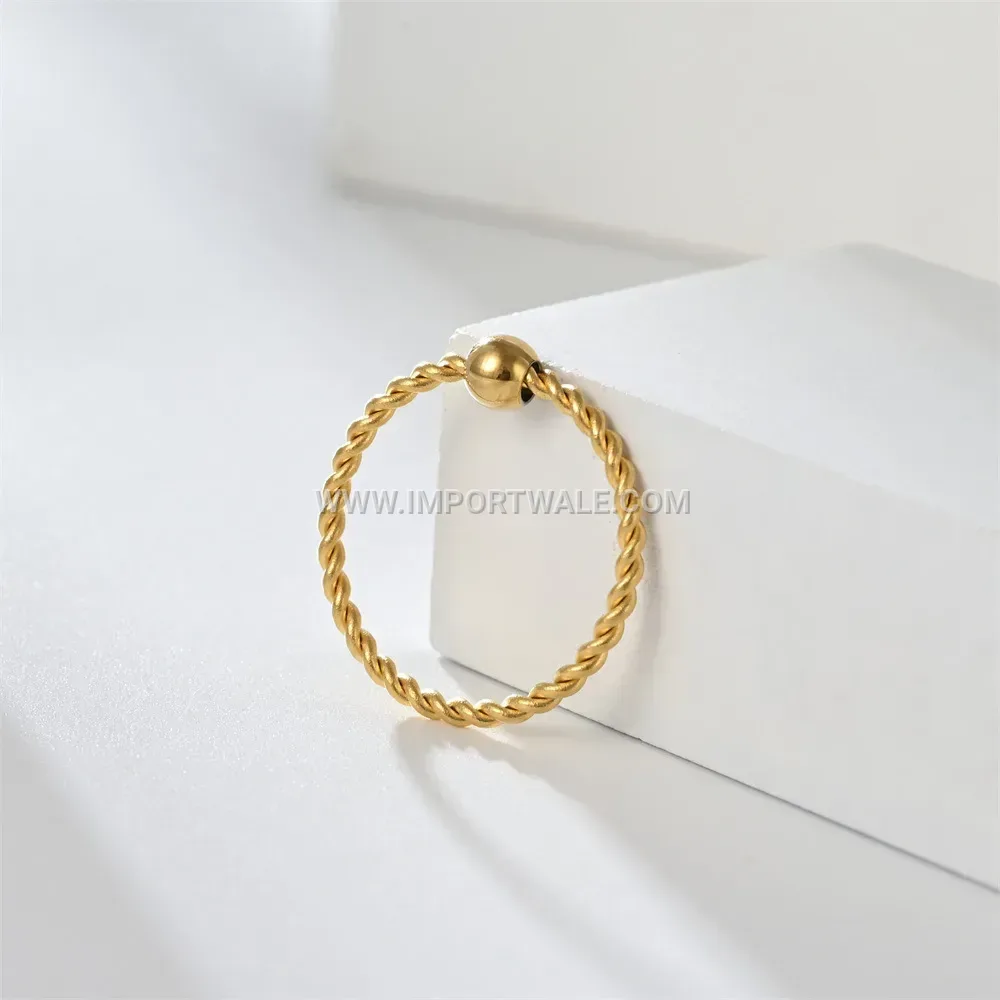 Twisted Rope Gold Plated Stainless Steel Pinky Ring