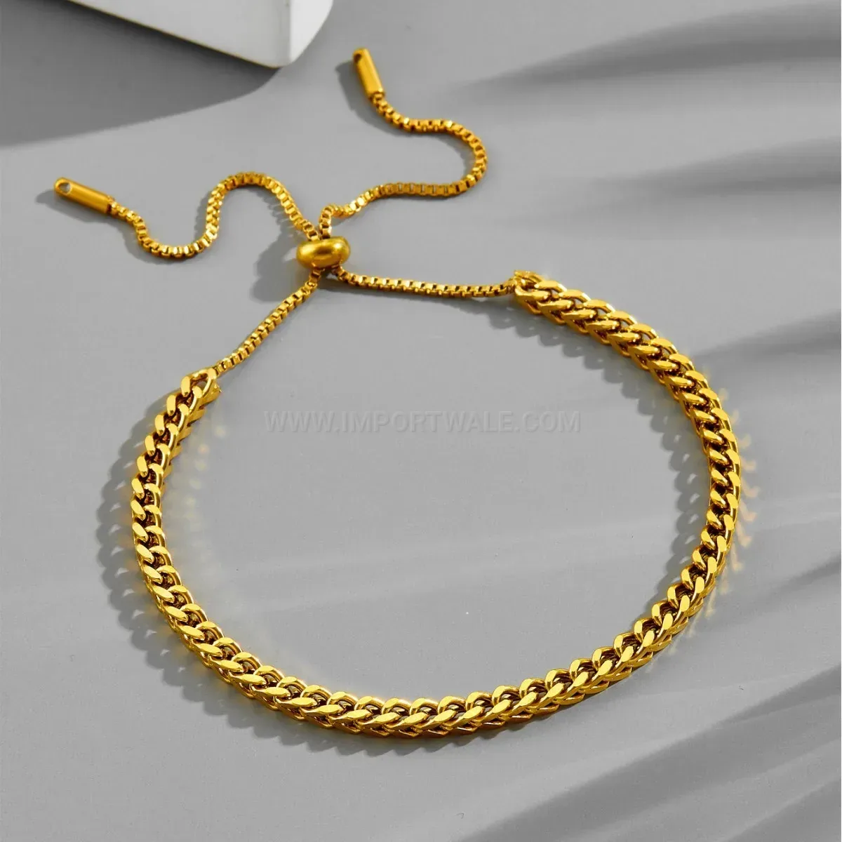 Adjustable Gold Plated Titanium Steel Chain Bracelet