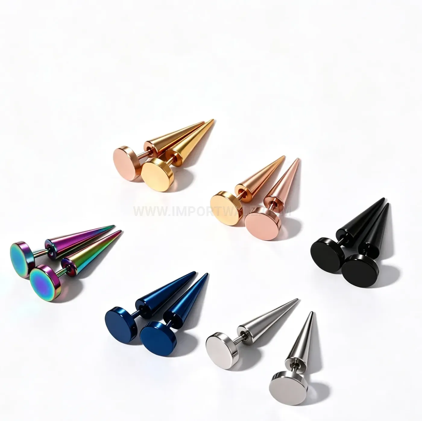 Designer Punk Style Stainless Steel Spiked Stud Piercing Earrings
