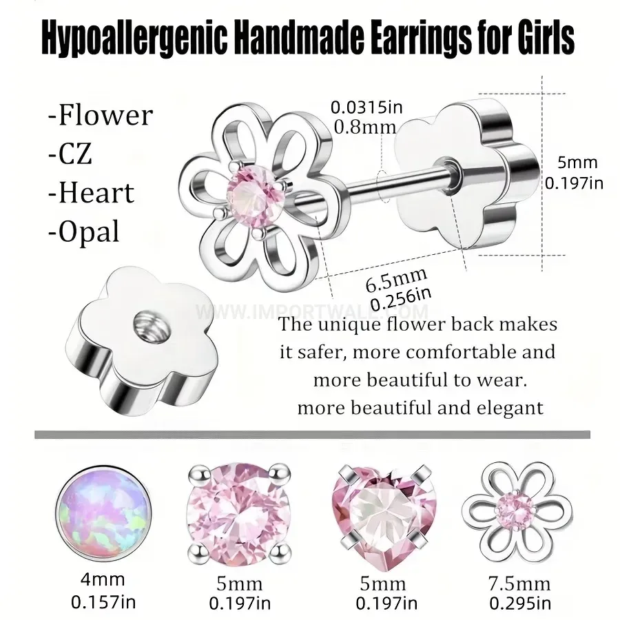 Stylish Geometric Rhinestone Stainless Steel Cartilage Piercing Stud Earring