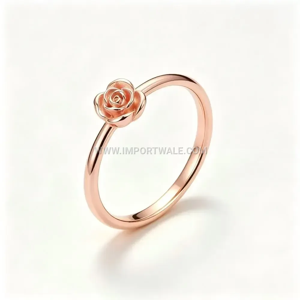 Rose Floral Stainless Steel Minimalist Band Ring
