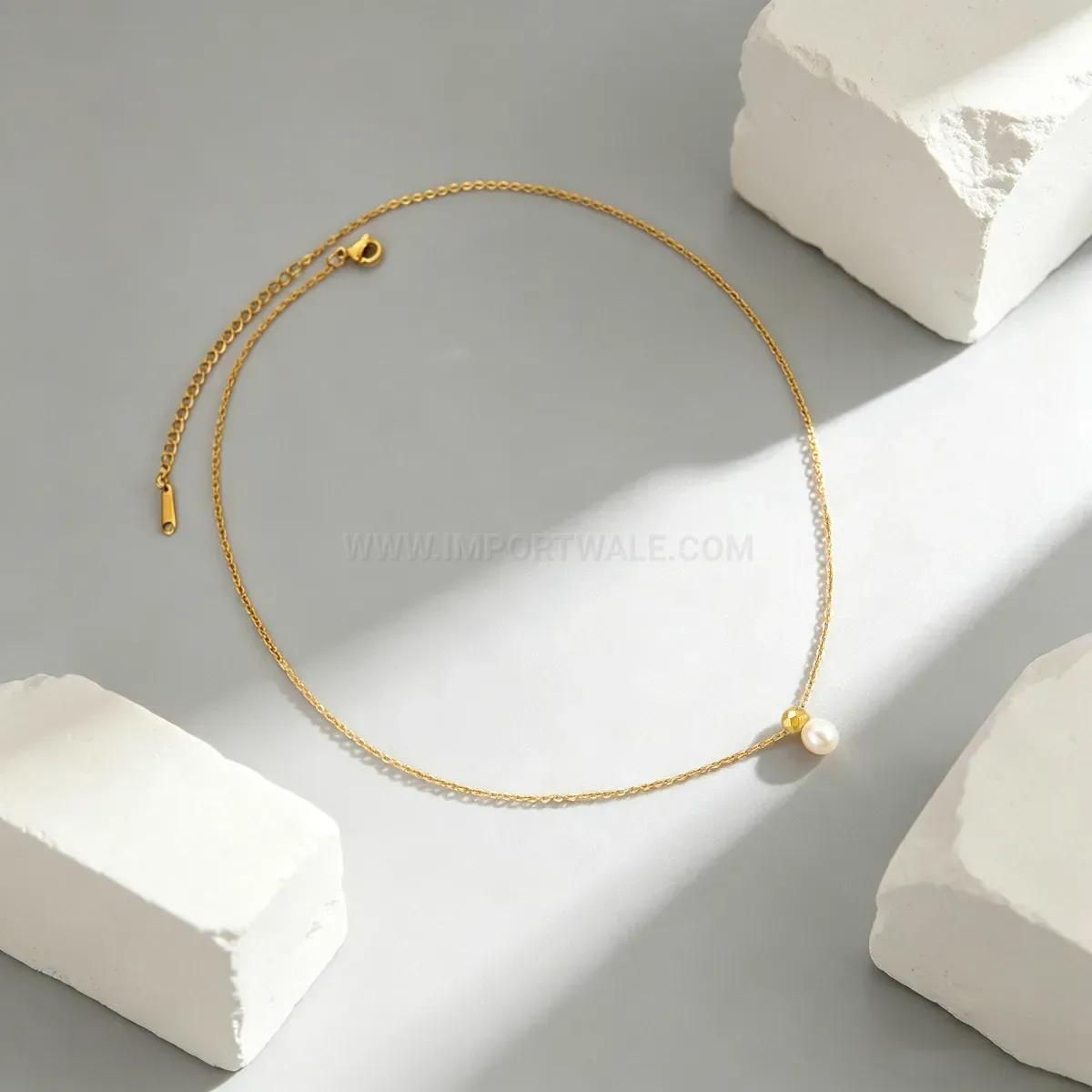Chic Luxe Pearl Accent Stainless Steel O-Chain Necklace