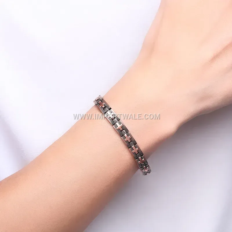 Vintage Red Copper Cross Magnetic Health Energy Bracelet