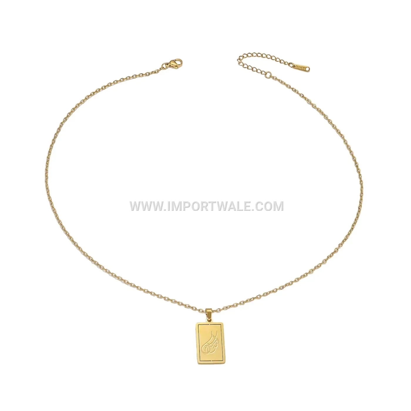 Stainless Steel Islamic Allah Card Pendant Chain Necklace