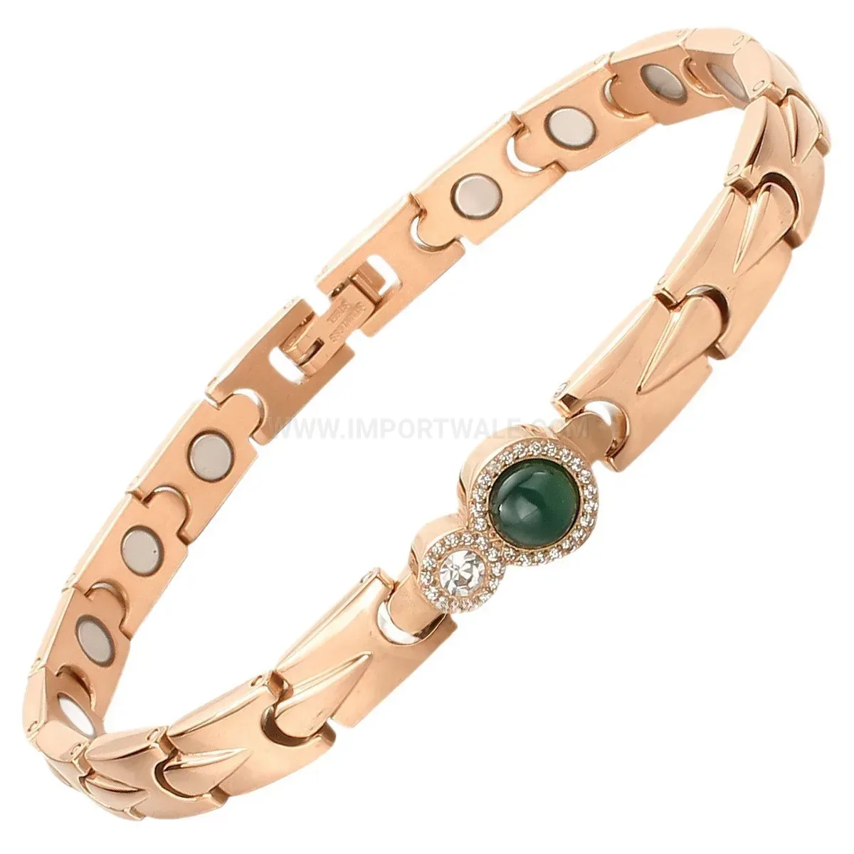 Geometric Titanium Steel Bio Bracelet with Green Agate Accents