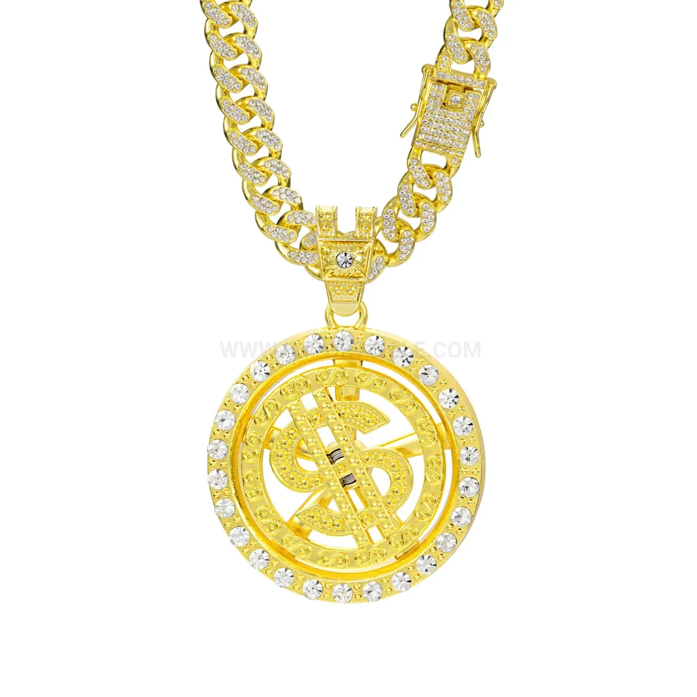 Rotating Dollar Sign Plaque Alloy Hip Hop Pendant