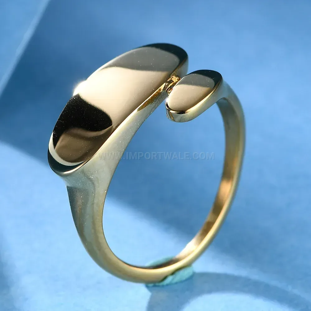 Fashion Polished 18K Gold Plated Stainless Steel Open Ring