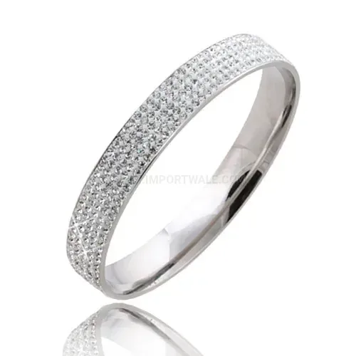 Stylish Five-Row Czech Crystal Inlaid Stainless Steel Bangle Bracelet