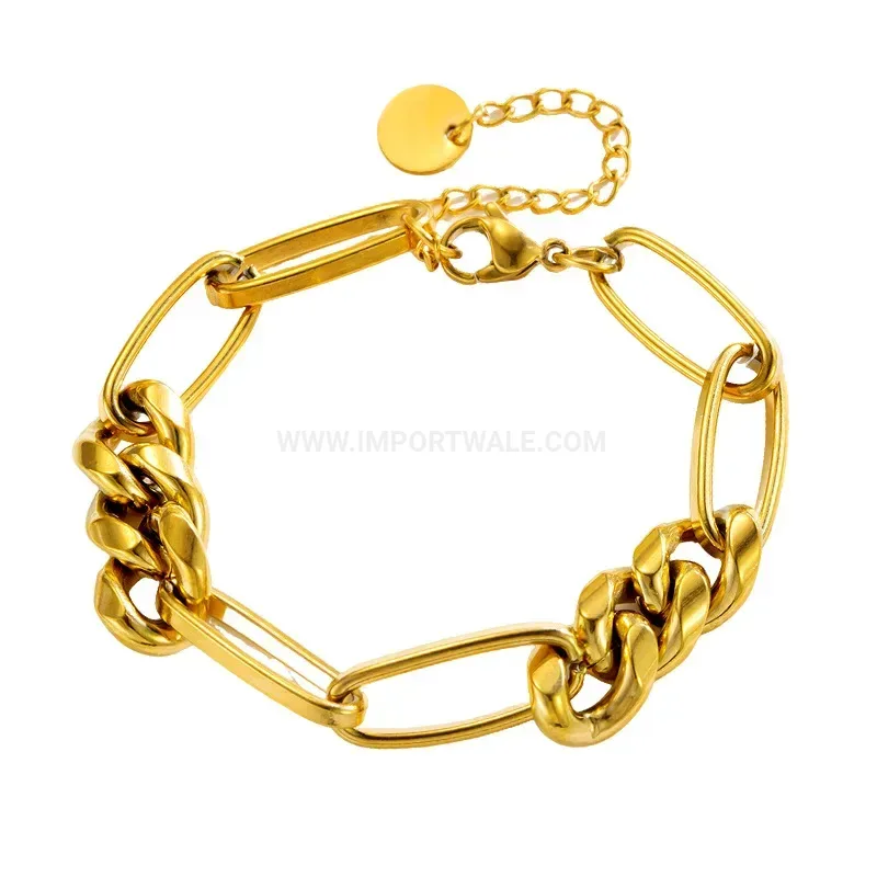Fashion Vintage Hip-Hop Gold Chunky Chain Titanium Steel Bracelet