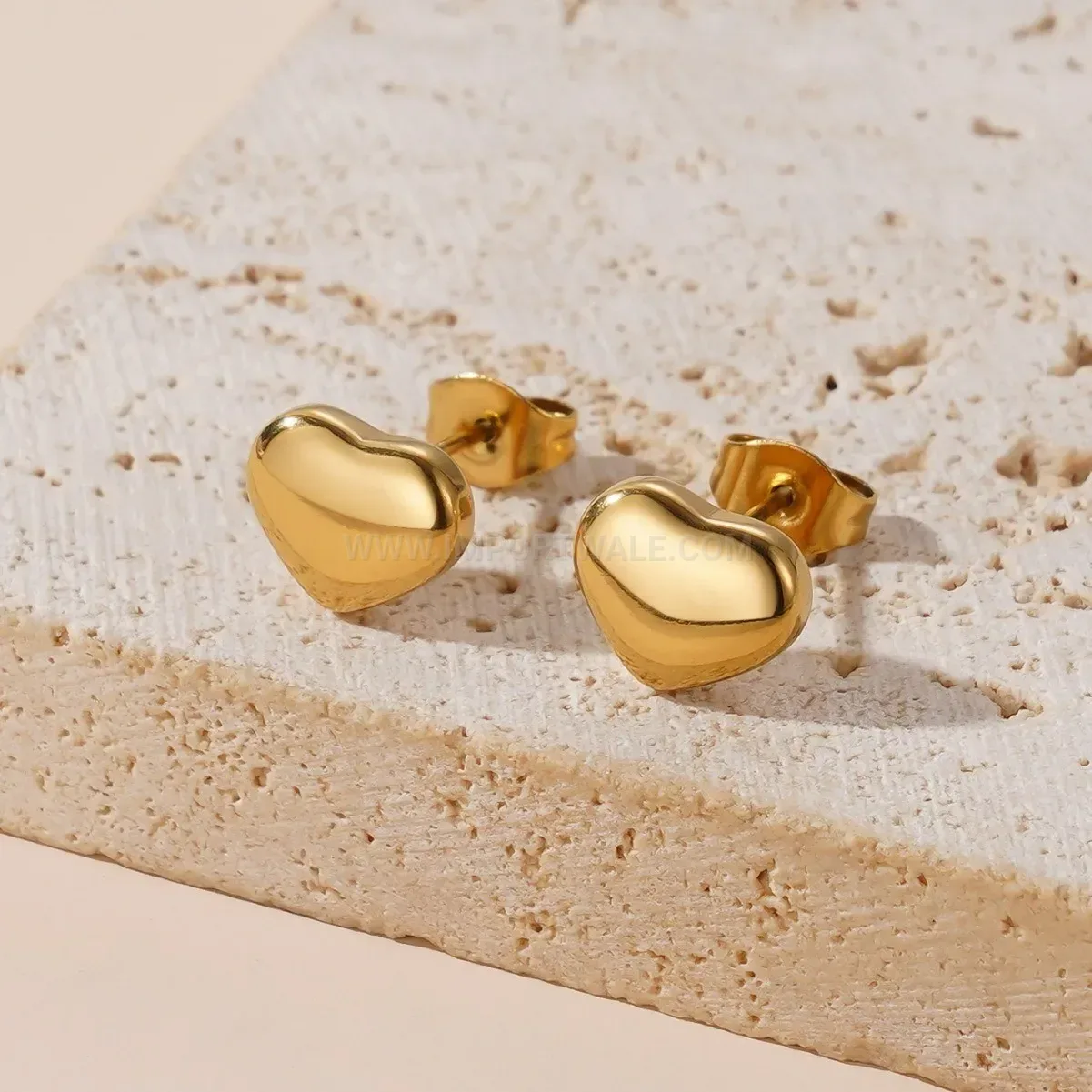 18K Gold Plated Heart Titanium Steel Stud Earrings