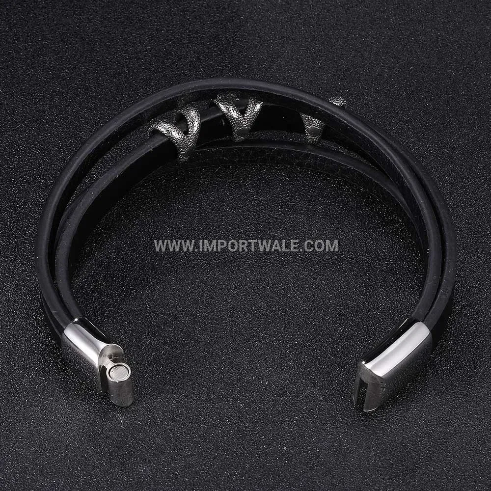 Dragon Claw Stainless Steel Leather Cord Men Bracelet