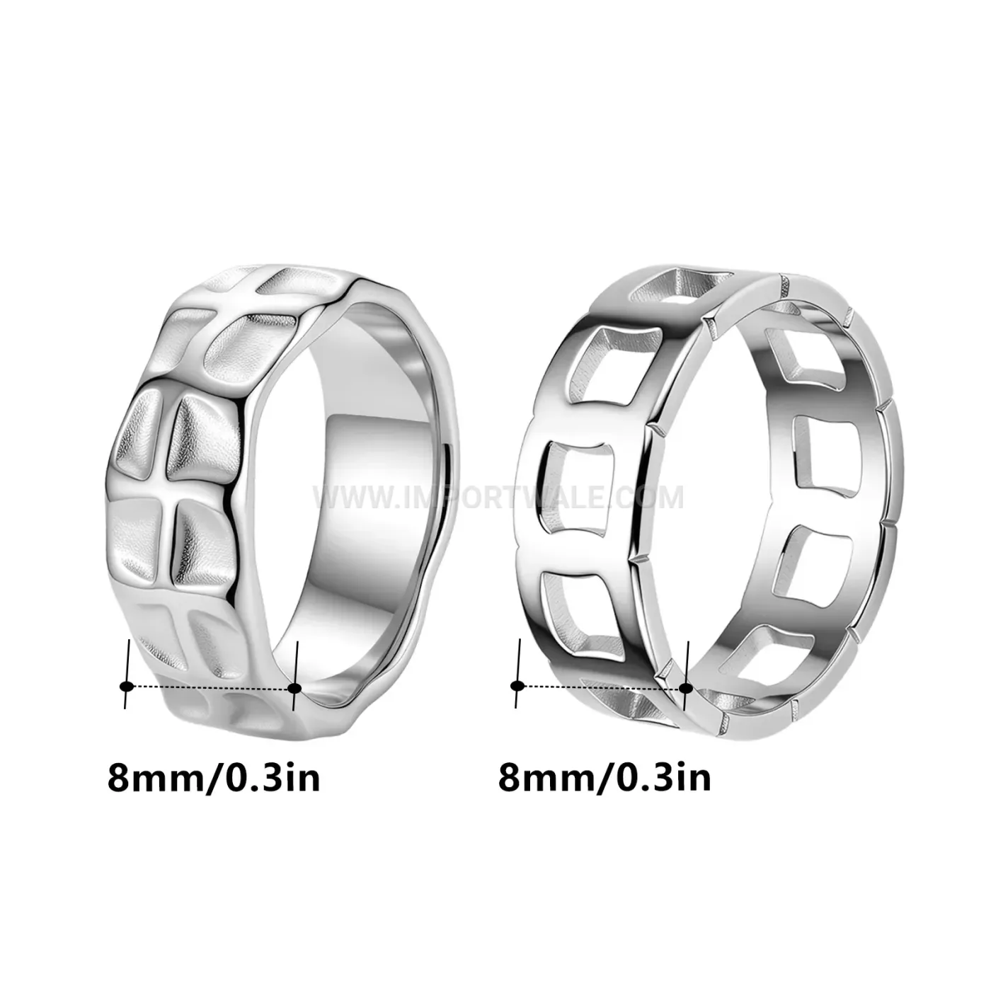 Cutout Grid Pattern Stainless Steel Wide Band Ring