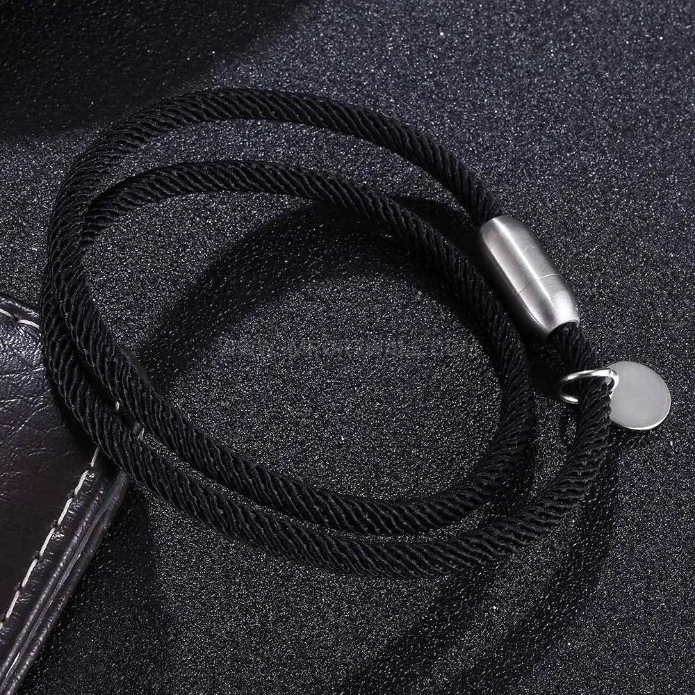 Double Wrap Cord Bracelet with Stainless Steel Magnetic Clasp