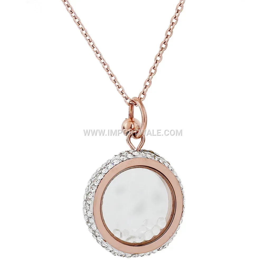 Hollow Heart Stainless Steel Rhinestone Clavicle Chain Necklace