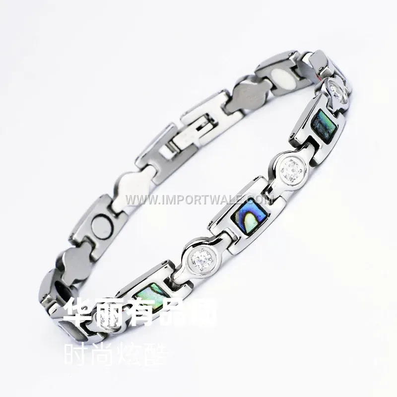Minimalist U Shape Shell Accent Titanium Steel Bracelet