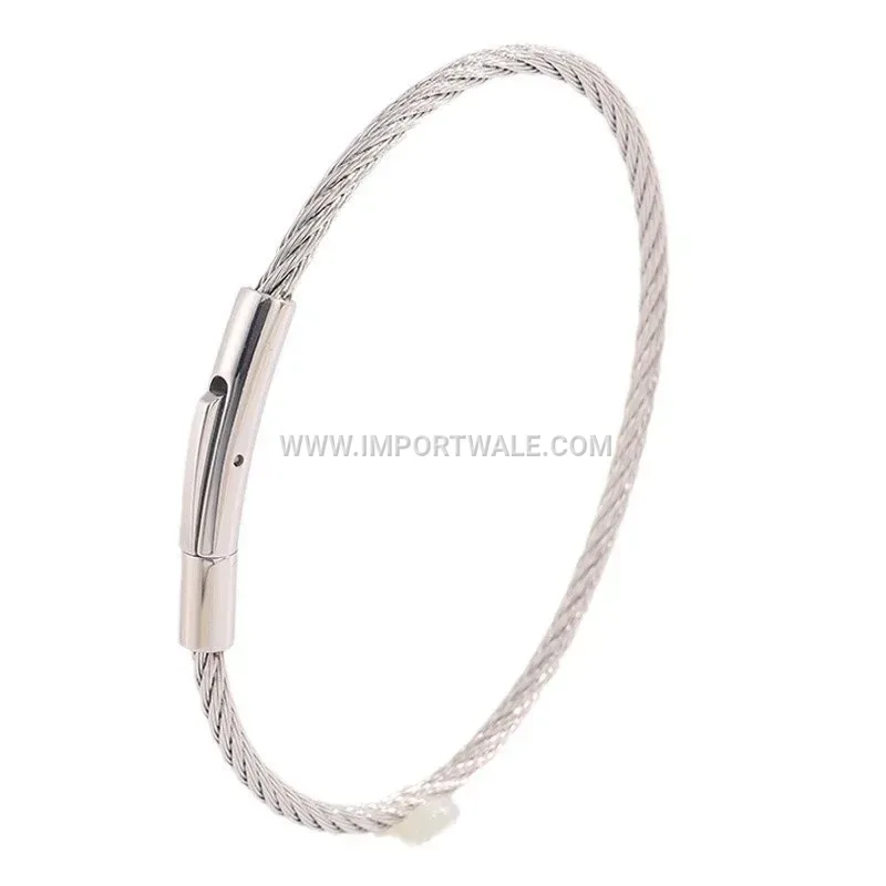 Twisted Steel Wire Push Opening Bangle Bracelet