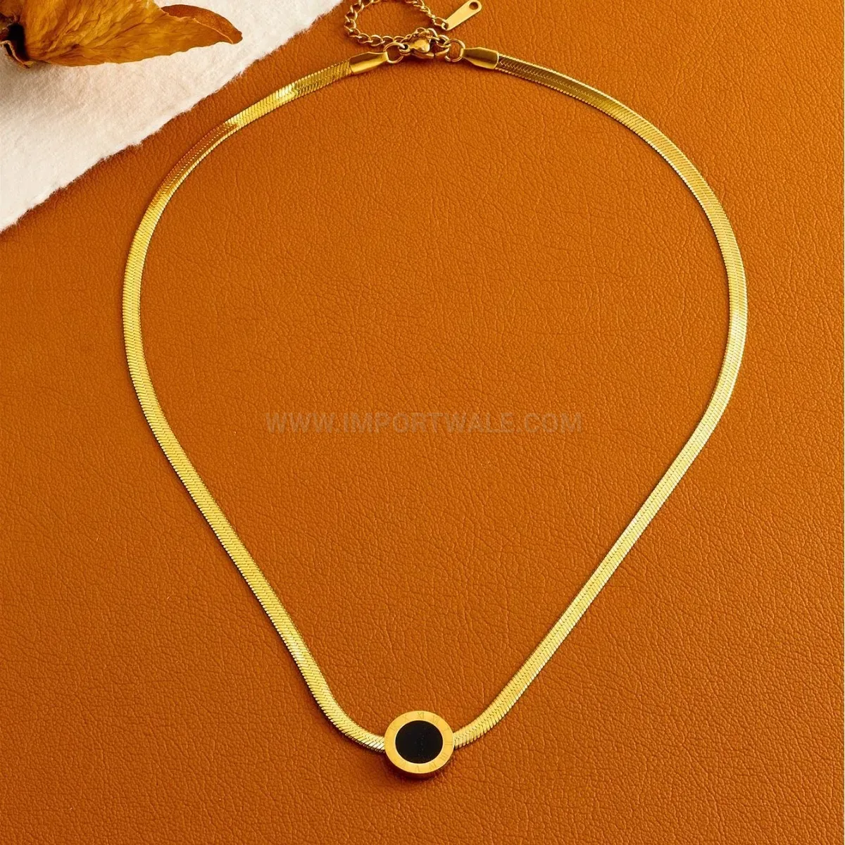 Classic Titanium Steel Roman Numeral Clavicle Chain Necklace