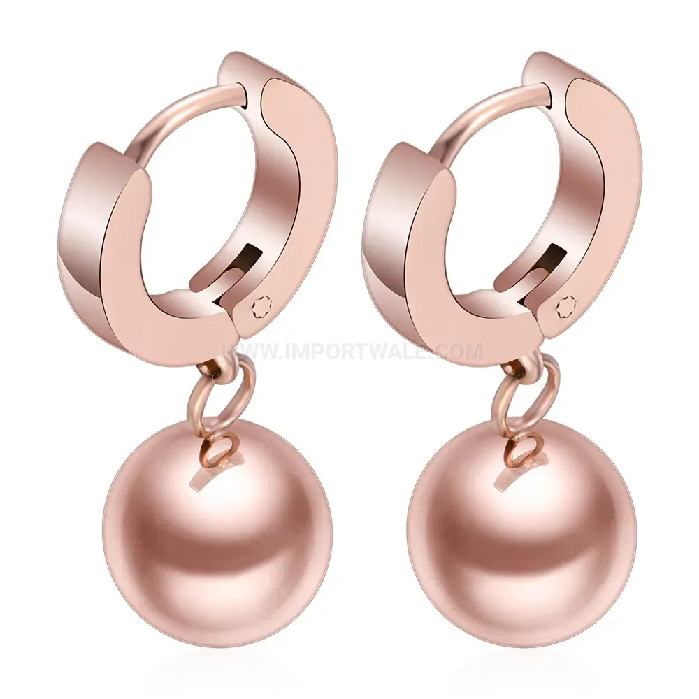 Modern Rose Gold Plated Crystal Circular Stainless Steel Drop Earrings