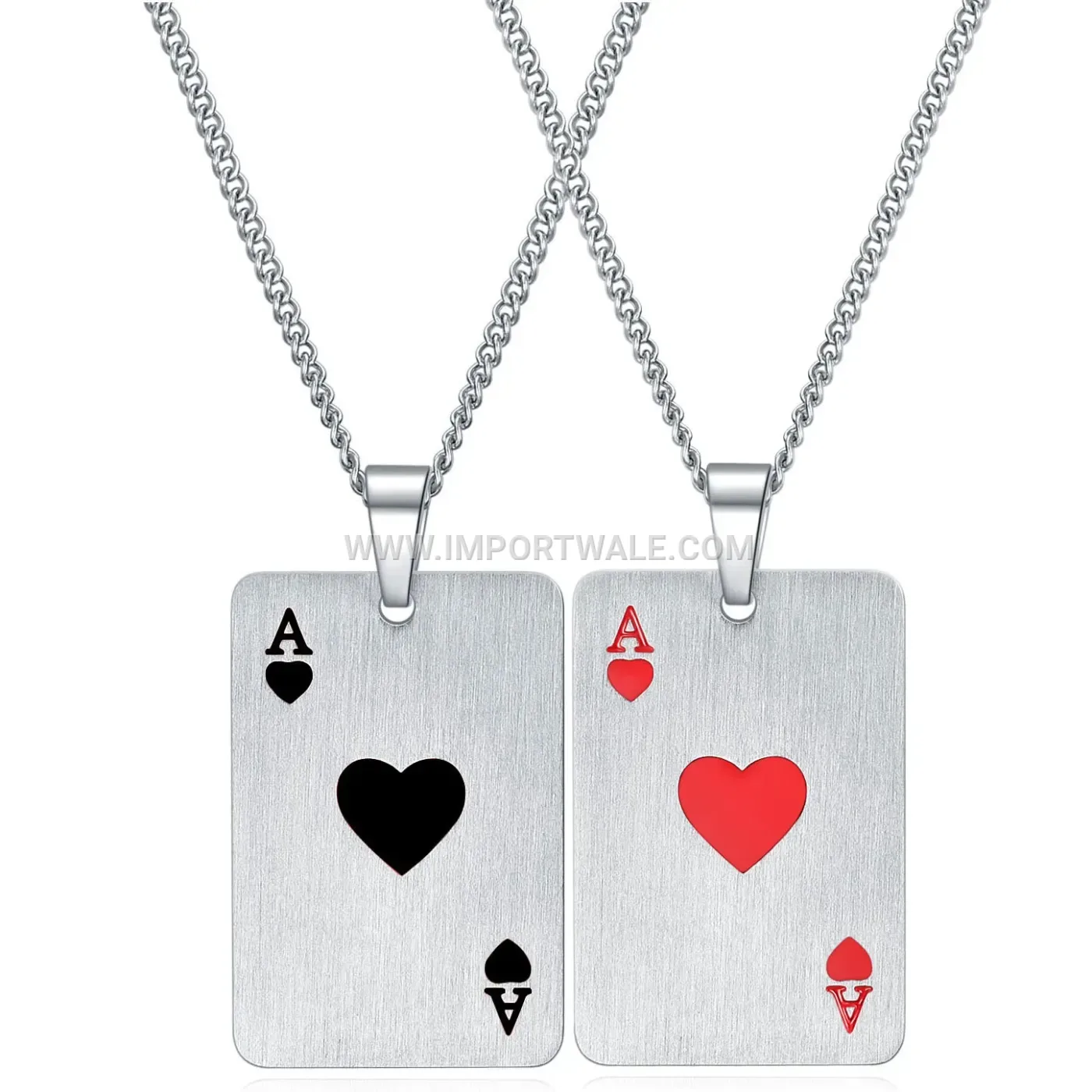 Vintage Brushed Stainless Steel Ace Pendant Necklace