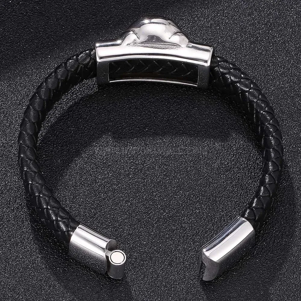 Premium Woven Leather Bracelet with Stainless Steel Magnetic Clasp