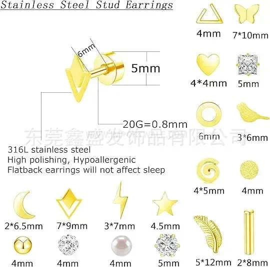 Trendy Butterfly Zirconia Inlaid Titanium Steel Cartilage Piercing Stud Set