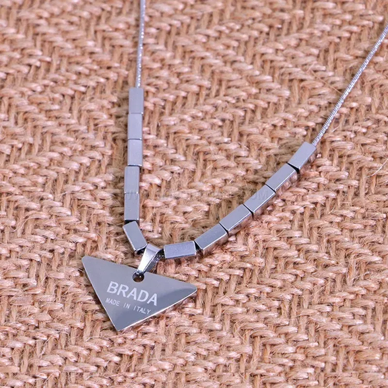 Stylish Geometric Triangle Pendant Titanium Steel Chain Necklace for Women