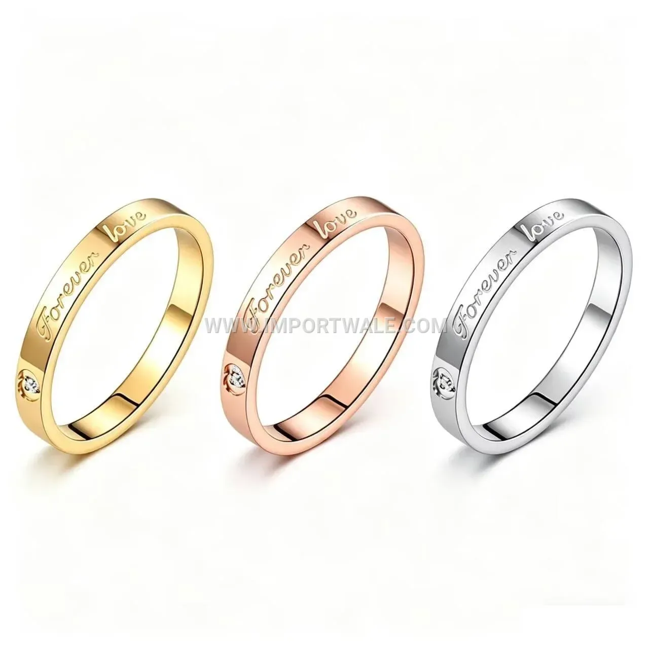 Heart Accent Crystal Stainless Steel Couple Ring