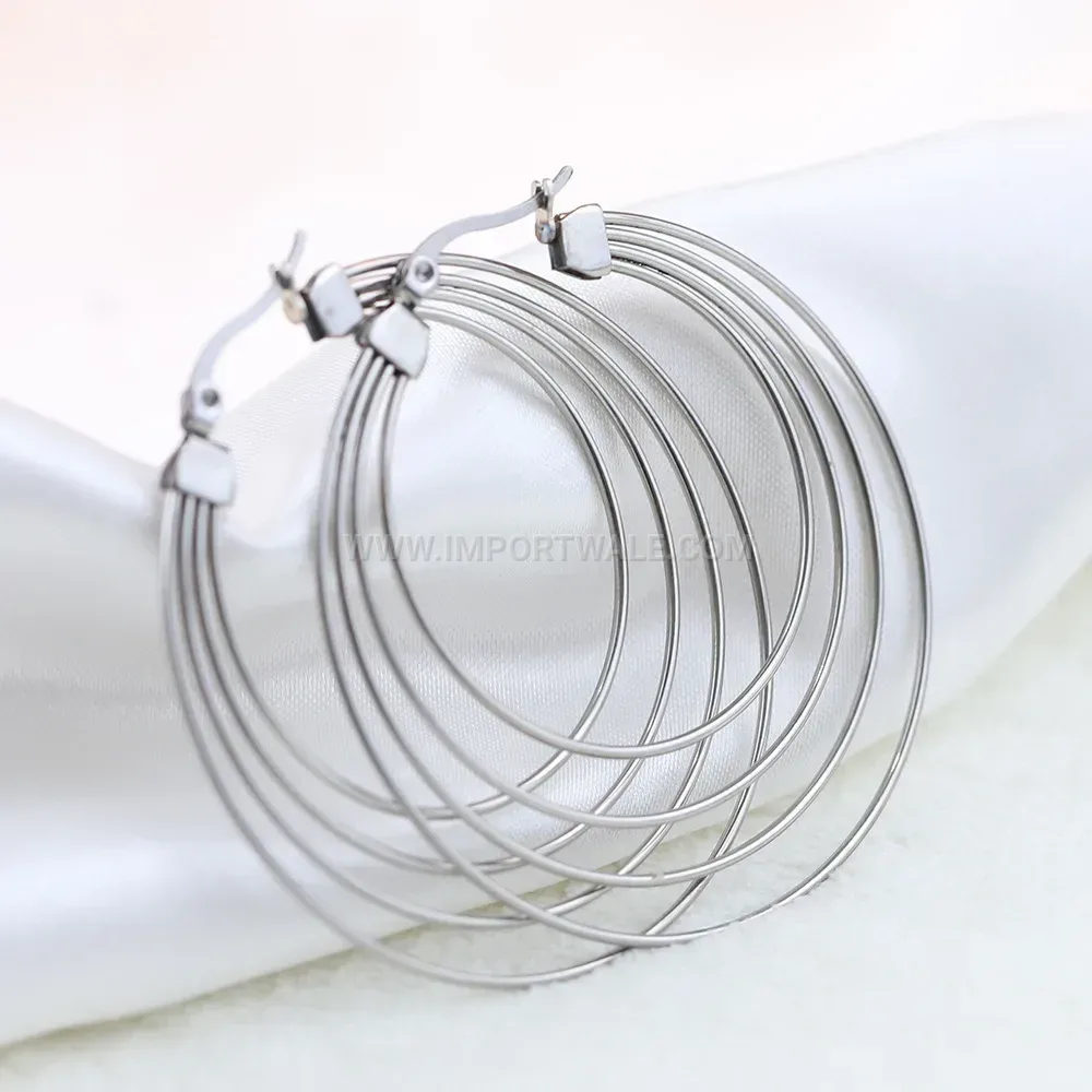Chic 18K Gold Plated Stainless Steel Large Swirl Hoop Earrings