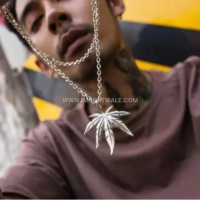 Hip-Hop Style Stainless Steel Maple Leaf Pendant